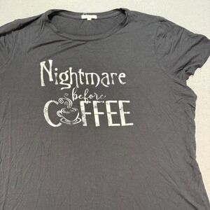 maurices Women's 1X Black Nightmare‎ Before Coffee Graphic T-Shirt Top